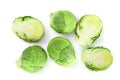 Brussels sprouts isolated on white background closeup. Top view. Flat lay Royalty Free Stock Photo