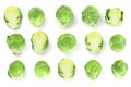 Brussels sprouts isolated on white background closeup. Top view. Flat lay. Set or collection Royalty Free Stock Photo