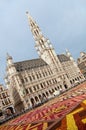 Brussels Town Hall during Flower Carpet Festival in Grand Place