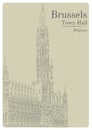 Brussels town hall. Vector illustration decorative design Royalty Free Stock Photo
