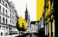 Brussels Travel Illustration, Belgium Tourism Concept, Western Europe Drawing Imitation, AI Generative Content