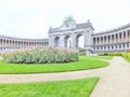 Brussels triumphal arch with blooming flowers