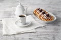 Brussels waffles with blackberries on plate Royalty Free Stock Photo