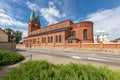 Brusy, pomorskie / Poland Ã¢â¬â August, 04, 2020: A large Christian church in Central Europe. Brick building in a small town