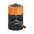 Brutal Battery Serious isolated. accumulator with cigar emoji Cartoon Style