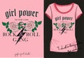 Brutal lettering in grunge rock and roll retro style girl power Royalty Free Stock Photo