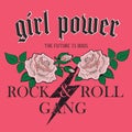 brutal lettering in grunge rock and roll retro style girl power Royalty Free Stock Photo