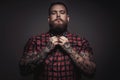 Brutal man with beard and tattoes Royalty Free Stock Photo