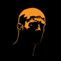 Brutal Man portrait silhouette in contrast backlight. Vector