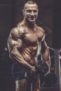 Brutal strong athletic men pumping up muscles workout bodybuilding concept Royalty Free Stock Photo