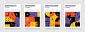 Brutalism posters. Bauhaus book covers with minimalistic geometric contemporary shapes. Modern style flyers design