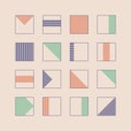 Brutalism style abstract line cube shapes kit. Vector illustrations for web, background, art design. Royalty Free Stock Photo