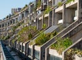 Brutalist Alexandra and Ainsworth Estate in Rowley Way, Belsize Park, London. The tiered, concrete estate was built in the 1970s.