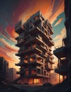 Brutalist Concrete Edifice, Generative AI