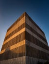 Brutalist Concrete Tower with Dramatic Shadows Royalty Free Stock Photo