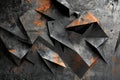 A brutalist digital background with sharp, angular forms, jagged textures, and a cold, industrial