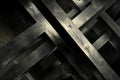 A brutalist digital background with sharp, intersecting metallic beams, dark shading, and a grungy