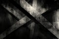 A brutalist digital background with sharp, intersecting metallic beams, dark shading, and a grungy