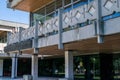 The bruta exterior and facade of the national university library in Skopje, North Macedonia