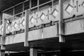 The bruta exterior and facade of the national university library in Skopje, North Macedonia