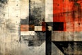 A brutalist-inspired digital background with heavy, blocky typography, raw textures, and distressed