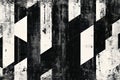 A brutalist-inspired monochrome pattern with harsh, angular forms and distressed textures.