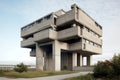 Brutalist modern building style. Generate Ai