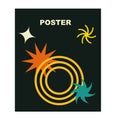 Brutalist posters set with naive playfull shapes and smile stickers