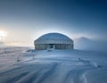 Brutalist Research Center in Arctic Expanse Royalty Free Stock Photo