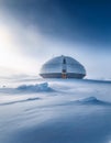 Brutalist Research Center in Arctic Expanse Royalty Free Stock Photo