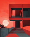 Brute architecture, abstract composition, digital painting, minimalistic building, vibrant surrealism