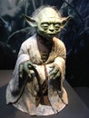 Bruxelles / Belgium - 08 21 2018 : yoda in authentic costume star wars identities exhibition