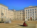 Theater square building with decorations in Bryansk city