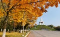 Autumn park near the Mound of Immortality in Bryansk