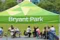 Bryant Park New York City People Talking and Eating Lunch