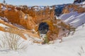 Bryce Canyon - nature arch bridge - hiking in the snow