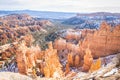 Bryce Canyon accented in freshly fallen snow and distant mountains