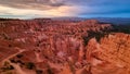 Bryce Canyon - Aerial sunrise view of impressive hoodoo sandstone rock formations in Bryce Canyon National Park, Utah, USA. Royalty Free Stock Photo