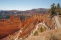 Bryce Canyon National Park hiking trail with walking people. Sunset view point