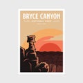 Bryce Canyon National Park poster  illustration design Royalty Free Stock Photo