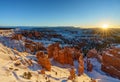 Bryce Canyon National Park at sunrise in Winter, Utah, USA Royalty Free Stock Photo
