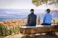 Bryce Canyon National Park, Utah. Mature age couple enjoys scenic view