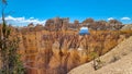 Bryce Canyon - Natural stone arch on Fairyland hiking trail with panoramic aerial view on Boat Mesa, Utah Royalty Free Stock Photo