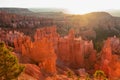 Bryce Canyon - Panoramic morning sunrise view on sandstone rock formation of Thor hammer in Bryce Canyon National Park, Utah,