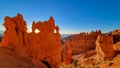 Bryce Canyon - Scenic sunrise view on rock formation on Navajo Rim trail in Bryce Canyon National Park, Utah, USA Royalty Free Stock Photo