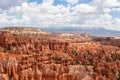 Bryce Canyon - Scenic view of hoodoo sandstone rock formation towers on Navajo trail in Bryce Canyon National Park, Utah