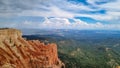 Bryce Canyon - Scenic view of hoodoo sandstone rock formation towers on Navajo trail in Bryce Canyon National Park, Utah