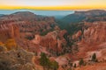 Bryce Canyon sunrise. Beautiful red rocks and colorful sky Royalty Free Stock Photo