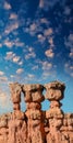 Bryce Canyon, Utah. Three Hoodoos at summer sunset in the National Park Royalty Free Stock Photo