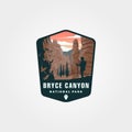 bryce canyon vector logo vintage illustration design, national park sticker patch design Royalty Free Stock Photo